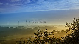 景觀,上午,霧