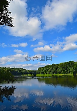景觀,湖,天空