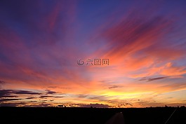 天空,日落,云
