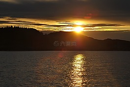 日落,景觀,海