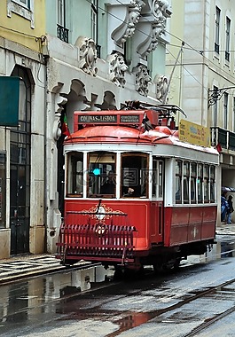 有軌電車,里斯本,雨后