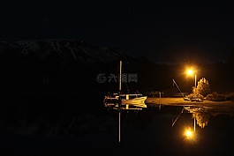 夜,湖,船