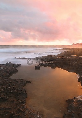 海,黎明,巖
