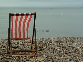 海灘,座位,放松