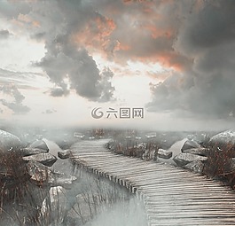 景觀,背景,云