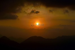 日落,山景觀,浪漫