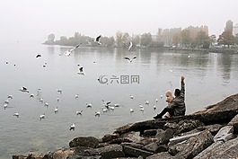 湖,秋,早上