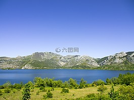 湖,景觀,山