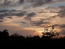 日落,云,天空