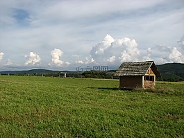 棚屋,牧場,草地