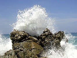 大海,波,巖