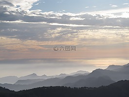 日落,天空,霧
