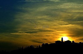 鐘樓,日落,太陽(yáng)