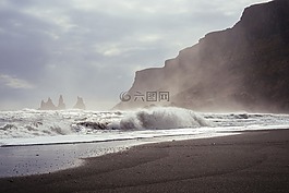 沖浪,波,岸