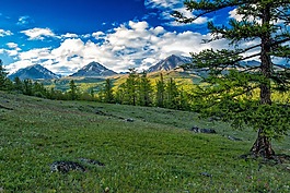景观,山,蒙古、俄罗斯边界的山脉
