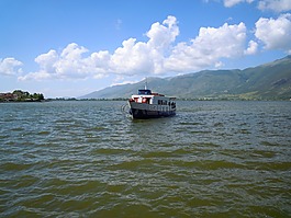pamvotis湖,湖,船