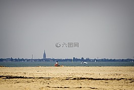 海灘,龍斯-les-bains,夏末