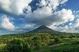 火山,哥斯達黎加,云