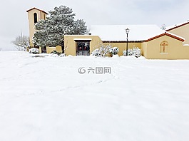 雪,沙漠,教堂