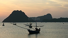 泰國,海港,日出