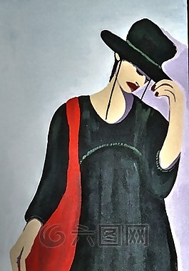 夫人的画,丙烯酸漆,画笔描边