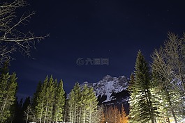 落基山脈,雪,夜晚的天空