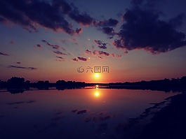 日落,天空,云