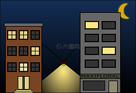 建筑物,燈,夜