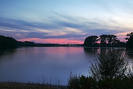 藍色小時,湖,黃昏