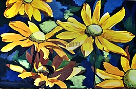 涂雏菊,丙烯酸漆,画笔描边