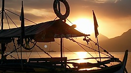 日落,船,藝術(shù)