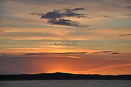 日落,海,天空