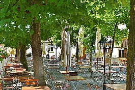 啤酒花園,椅子,餐桌