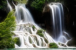 水,瀑布,河
