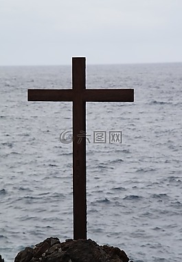 交叉,海,紀念