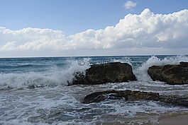 海灘,海洋,波