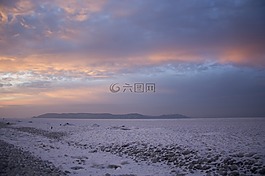 巴拉頓湖,冰,日落