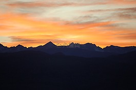 日落,山,景觀