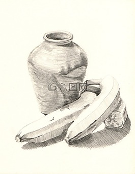 靜物,香蕉,花瓶