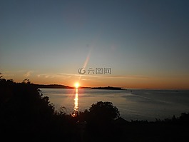 日出,海洋,海