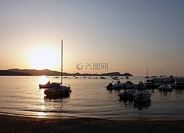端口,日落,背光