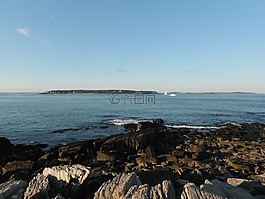 島上山峰,夏天,海洋