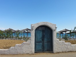 門,海灘,太陽