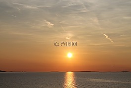 日落,海,地平線