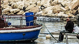 海港,釣魚,放松