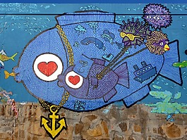 涂鴉,魚,心