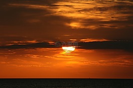 日落,海灘,海