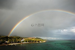 彩虹,天氣,海