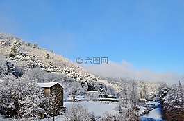 雪,河,冬天