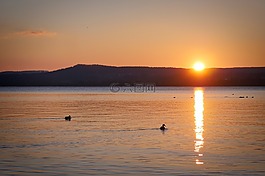 日落,黎明,水域